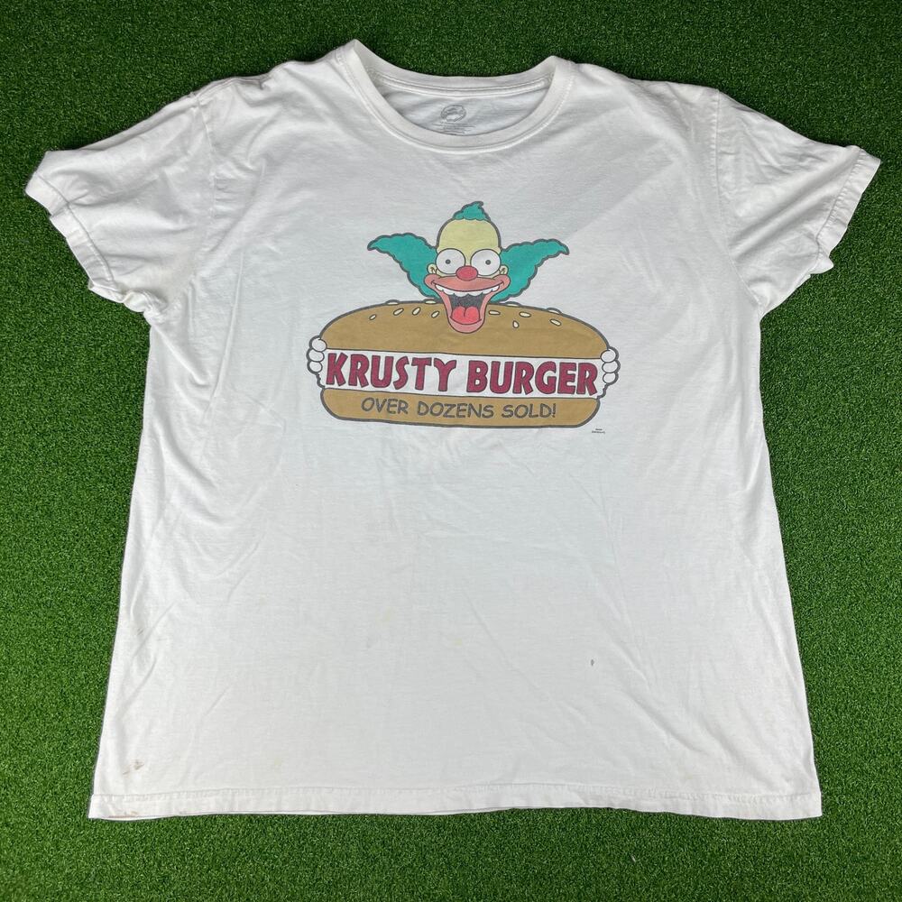 Y2K The Simpsons Krusty Burger Over Dozens Sold Graphic White T-Shirt Sz XL